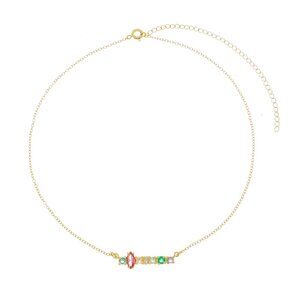 Colorful CZ 18K Gold Plated Choker